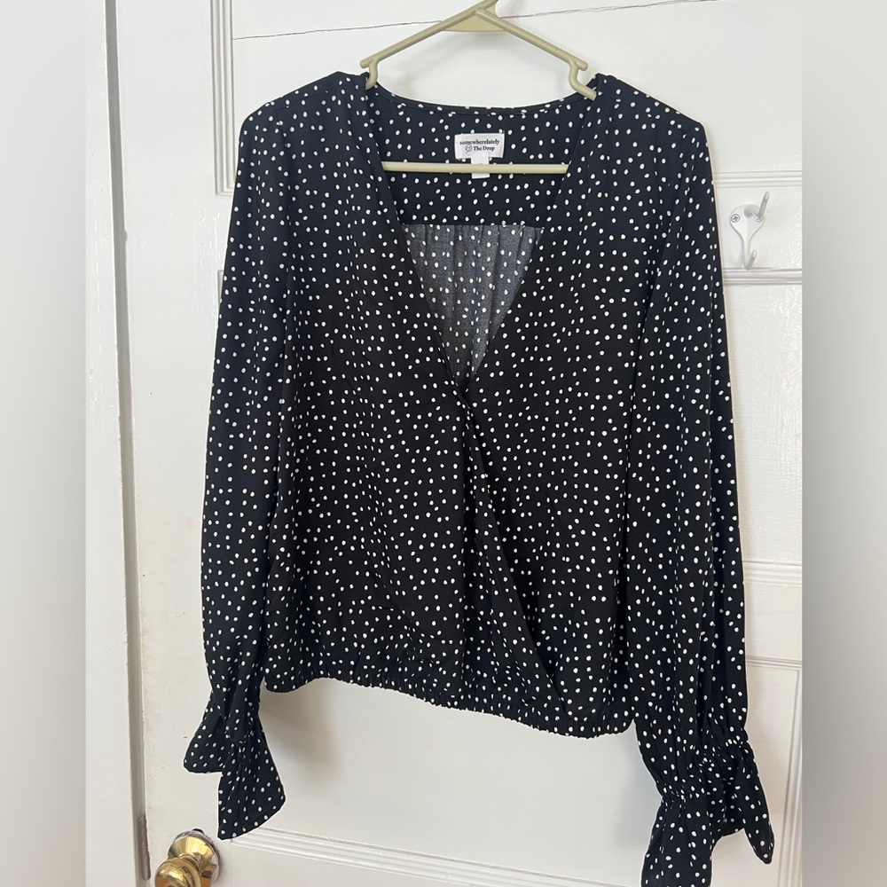 Somewhere lately / the drip wrap ruffle blouse - polka dot pattern